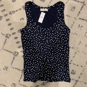 NWT Loft navy blue polka dot tank top